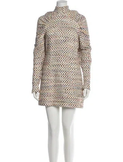 Pre-owned Rotate Birger Christensen Printed Mini Dress In White