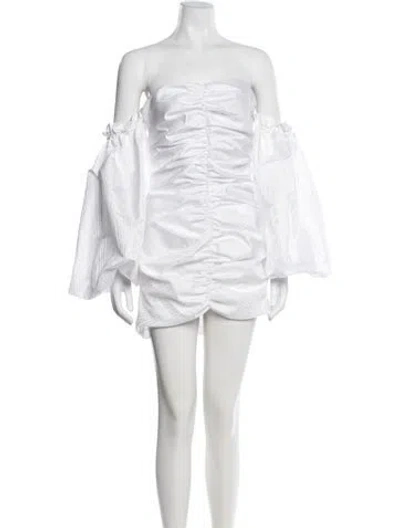 Pre-owned Rotate Birger Christensen Printed Mini Dress In White