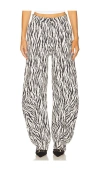 Rotate Birger Christensen Zebra Print Cargo Trousers With Back Pockets In Black