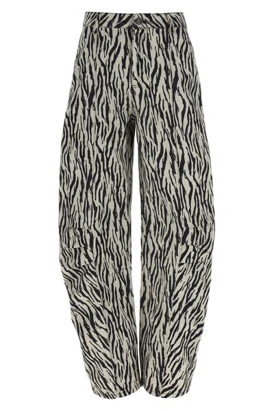 Rotate Birger Christensen 'printed Twill Cargo' Pants In Black