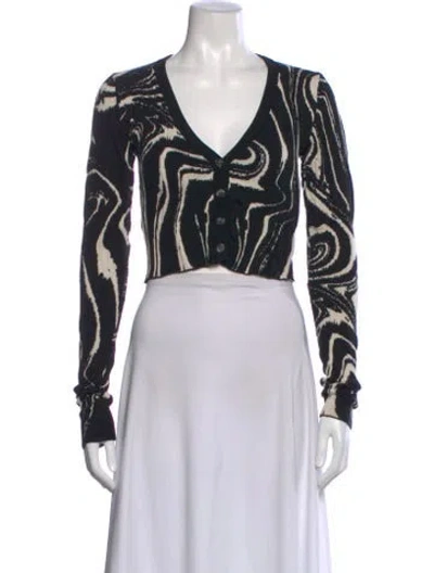 Pre-owned Rotate Birger Christensen Printed V-neck Sweater In Black