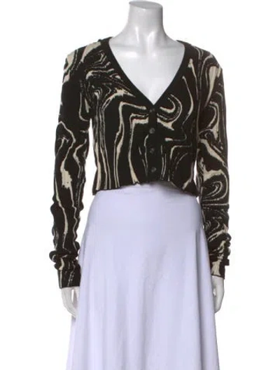 Pre-owned Rotate Birger Christensen Printed V-neck Sweater W/ Tags In Black