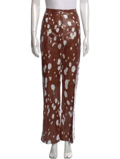 Pre-owned Rotate Birger Christensen Printed Wide Leg Pants In Brown