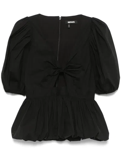 Rotate Birger Christensen Puff-sleeve Bubble Top In Black