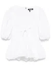 Rotate Birger Christensen Rotate Bubble Top With Puff Sleeves And V-neck Detail In White