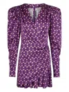 Rotate Birger Christensen Puff-sleeve Floral Print Mini Dress In Purple