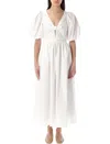 Rotate Birger Christensen Rotate Puff Sleeve Midi Dress In White