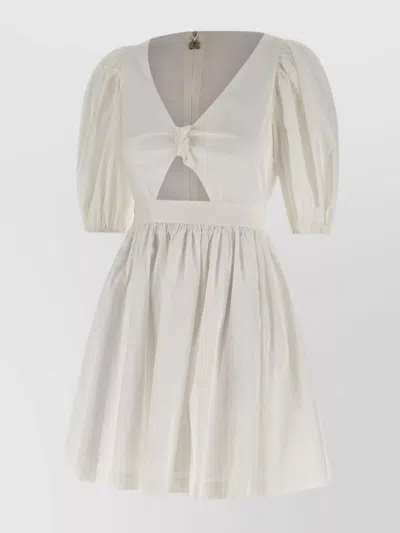 Rotate Birger Christensen Marie Puff Sleeve Cotton Mini Dress In White