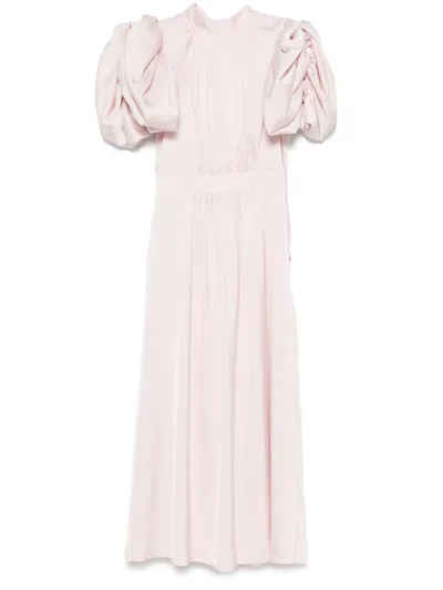 ROTATE BIRGER CHRISTENSEN PUFF-SLEEVE SATIN MIDI DRESS
