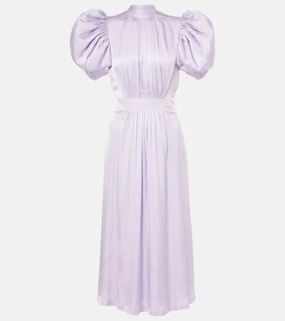 ROTATE BIRGER CHRISTENSEN PUFF-SLEEVE SATIN MIDI DRESS