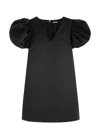 Rotate Birger Christensen Puff Sleeve Satin Mini Dress In Black