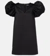 Rotate Birger Christensen Puff Sleeve Satin Mini Dress In Black