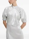 Rotate Birger Christensen Puff-sleeve Sequinned Dress In Gray