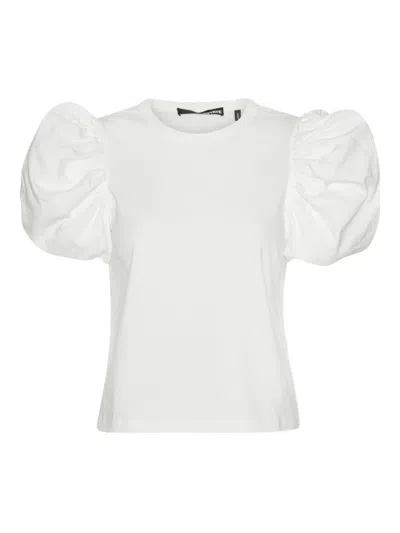 Rotate Birger Christensen Puff-sleeve T-shirt In White