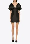 Rotate Birger Christensen Rhinestone-embellished Crepe Minidress In Black