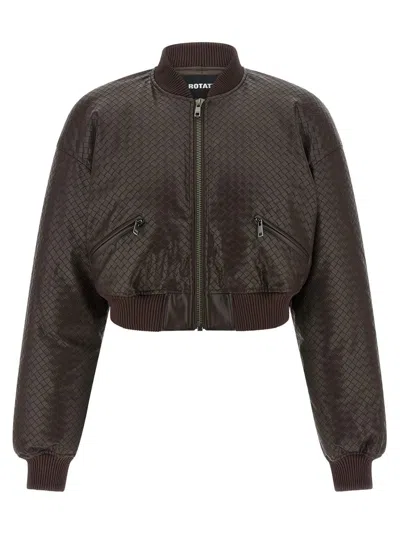 Rotate Birger Christensen Puffer Bomber Jacket In Brown