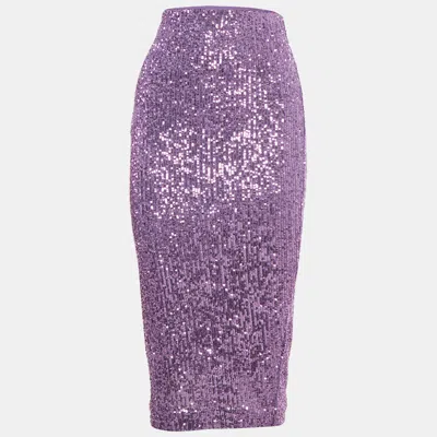 Pre-owned Rotate Birger Christensen Purple Sequined Tulle Tasha Midi Skirt M