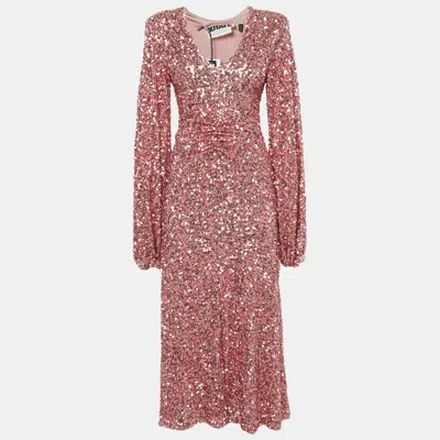 Rotate Birger Christensen Rapture Rose Sequin Mesh Sirin Dress In Pink