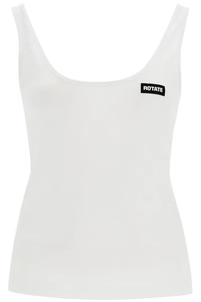 Rotate Birger Christensen Women's Recycled Cotton Top With Deep Neckline In White