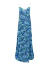 Rotate Birger Christensen Draped Floral-print Crepe De Chine Maxi Dress In Azul