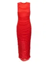 Rotate Birger Christensen Red Midi Dress With Ruffles In Red