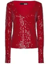 Rotate Birger Christensen Rotate Birgerchristensen  Red Sweater With Micro Sequins In Red