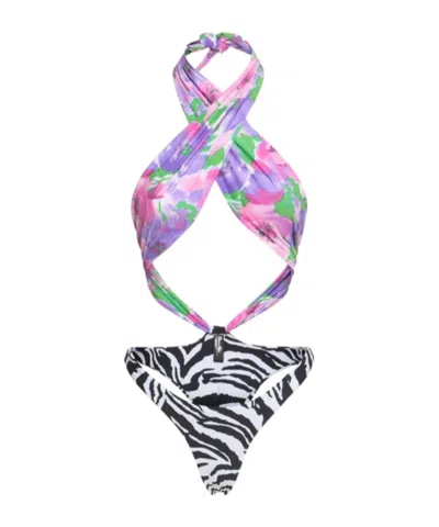 Rotate Birger Christensen Reina Olga Showpony One Piece Swimsuit In Multicolor