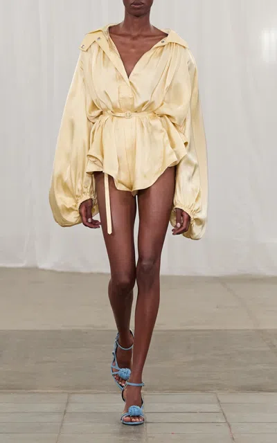 Rotate Birger Christensen Relaxed Chiffon Playsuit In Neutral