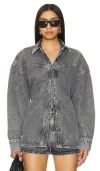 ROTATE BIRGER CHRISTENSEN RHINESTONE DENIM SHIRT