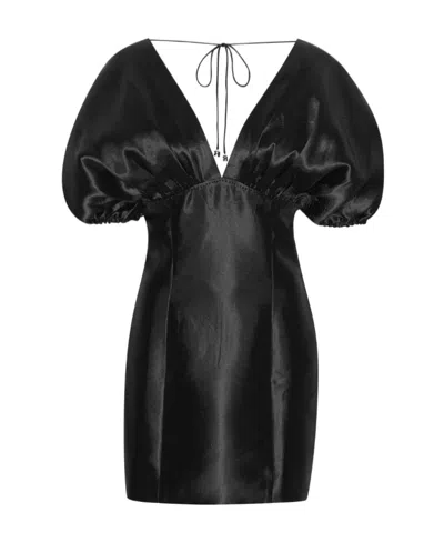 Rotate Birger Christensen Rhinestone-embellished Crepe Minidress In Black
