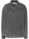 Rotate Birger Christensen Rhinestone-embellished Denim Shirt In Grey