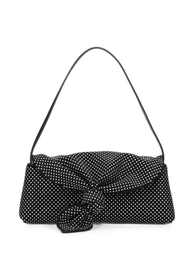 Rotate Birger Christensen Rhinestone Knot-scarf Bag In Black
