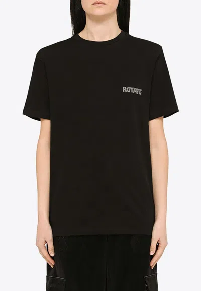ROTATE BIRGER CHRISTENSEN RHINESTONE LOGO CREWNECK T-SHIRT
