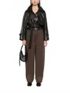 Rotate Birger Christensen Rhinestone Wide Leg Jeans In Chocolate Brown In Brown