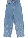 Rotate Birger Christensen Rotate Sunday Embellished Wide-leg Jeans In Blue