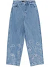 Rotate Birger Christensen Rotate Sunday Embellished Wide-leg Jeans In Blue