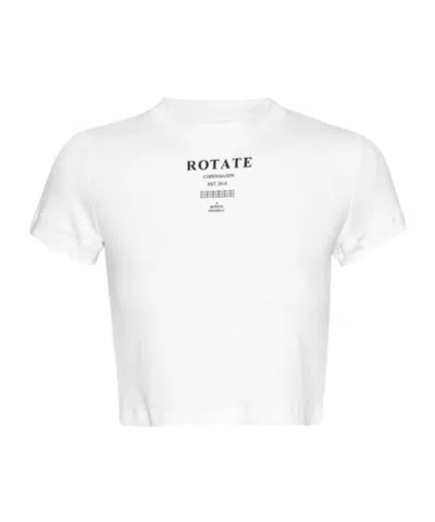 Rotate Birger Christensen Ribbed Crop Top In White