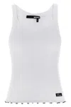 Rotate Birger Christensen Textured Tank Top Scalloped Hem In Gray