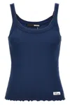 Rotate Birger Christensen Sculpted Ribbed Tank Top With Scoop Neck In Blue