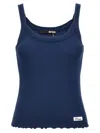 Rotate Birger Christensen Sculpted Ribbed Tank Top With Scoop Neck In Blue