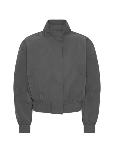 Rotate Birger Christensen Gerippte Jacke Mit Rollkragen In Gray