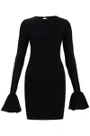 Rotate Birger Christensen Rotate Black Viscose Mini Dress With Cutout On The Back And Ribbed Knit Women In Black (black)