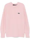 Rotate Birger Christensen Rotate Sunday Logo-intarsia Wool-blend Jumper In Pink
