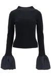 Shop Rotate Birger Christensen Ribbed Knit Top In Black (black)