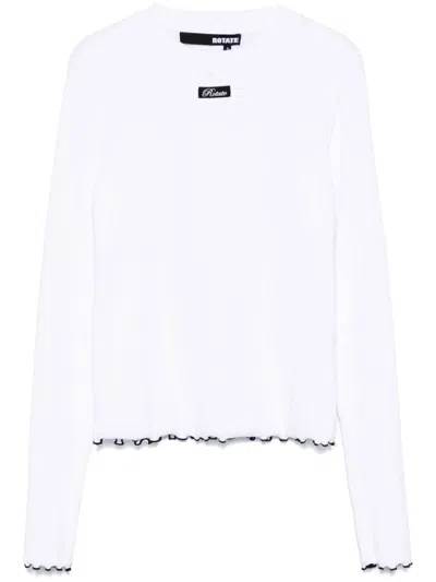 Rotate Birger Christensen Ribbed Long-sleeve T-shirt In White