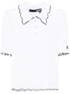 Rotate Birger Christensen Ribbed Polo Top In White