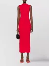 Rotate Birger Christensen Ribbed Sleeveless Midi Dress With High Collar