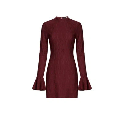 Rotate Birger Christensen Robe Courte Cintrée En Dentelle In Burgundy