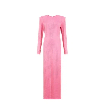 Rotate Birger Christensen Maxi Dress With Rhinestones In Pink