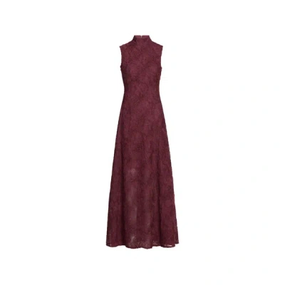 Rotate Birger Christensen Robe Longue En Maille Fleurie In Red
